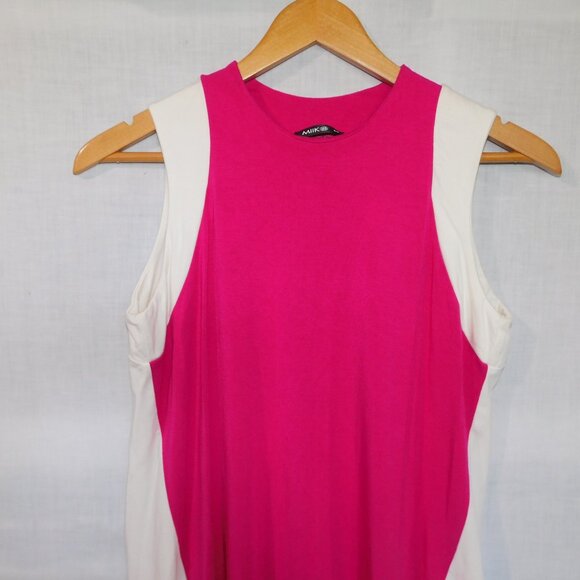 Miik Womens S Fuchsia Pink White Sleeveless A Line Swing Dress Bamboo - Picture 2 of 9